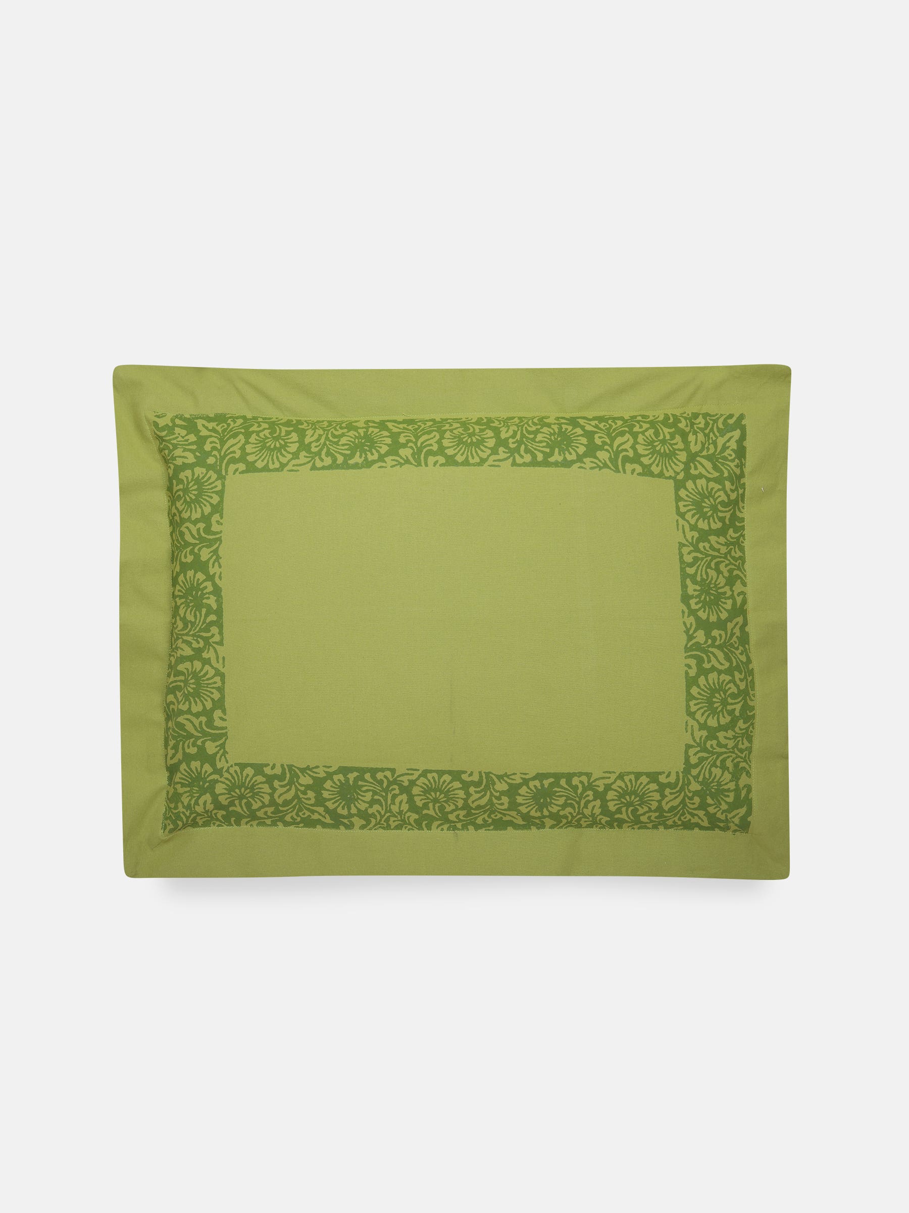Olive Printed Cotton Pillow Cover